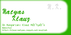 matyas klauz business card